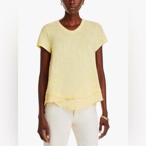 Wilt Yellow Short Sleeve Split Hem Scoop Neck Tee